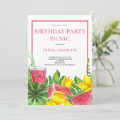 Cute Watermelon Birthday Party Picnic Kaart (Staand voorkant)
