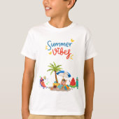 Cute Watermelon Characters Relaxing Under a Palm T-shirt (Voorkant)