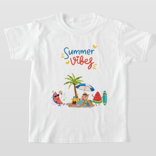 Cute Watermelon Characters Relaxing Under a Palm T-shirt (Laagn)