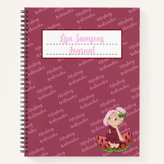 Cute Watermelon Chibi Journal Spiral Notebook Notitieboek (Voorkant)