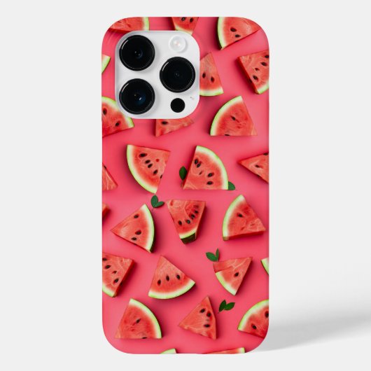 Cute Watermelon Fruit Pattern Pink iPhone Case (Achterkant)