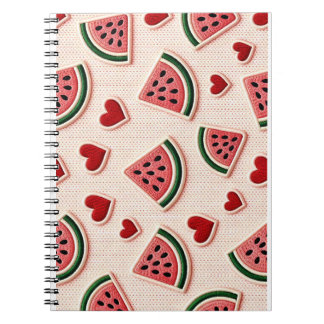 Cute Watermelon & Hearts Pattern Aesthetic School Notitieboek