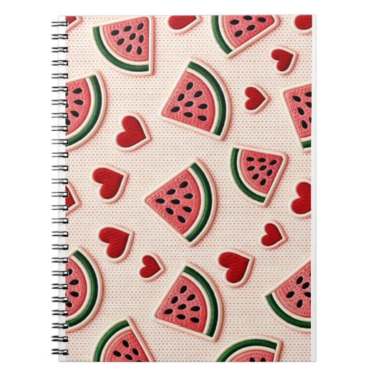 Cute Watermelon & Hearts Pattern Aesthetic School Notitieboek (Voorkant)