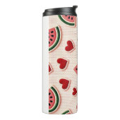 Cute Watermelon & Hearts Pattern Aesthetic School Thermosbeker (Gedraaid links)