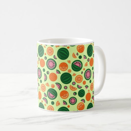 Cute Watermelon Oranje Summer Fruit Pattern Koffiemok (Voorkant rechts)