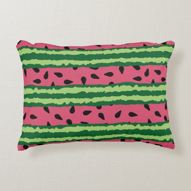 Cute Watermelon Pattern Pink & Green Accent Kussen (Voorkant)