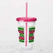 Cute Watermelon Pattern Pink & Green Acryl Drinkbeker (Rechts)
