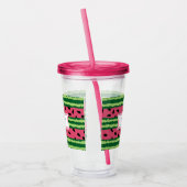 Cute Watermelon Pattern Pink & Green Acryl Drinkbeker (Links)