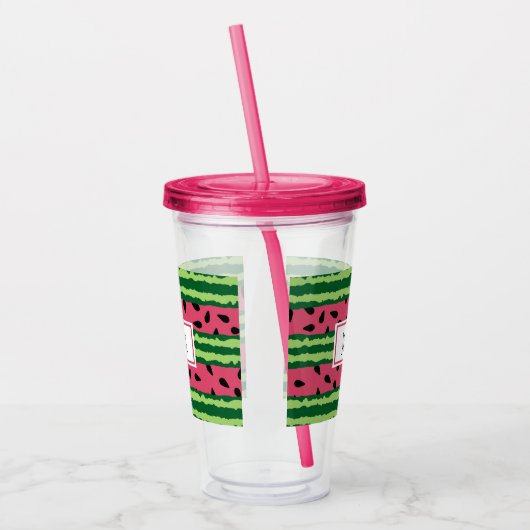 Cute Watermelon Pattern Pink & Green Acryl Drinkbeker (Links)
