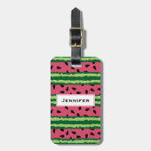 Cute Watermelon Pattern Pink & Green Bagagelabel (Voorkant verticaal)