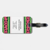Cute Watermelon Pattern Pink & Green Bagagelabel (Achterkant horizontaal)