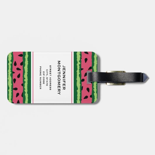 Cute Watermelon Pattern Pink & Green Bagagelabel (Achterkant horizontaal)