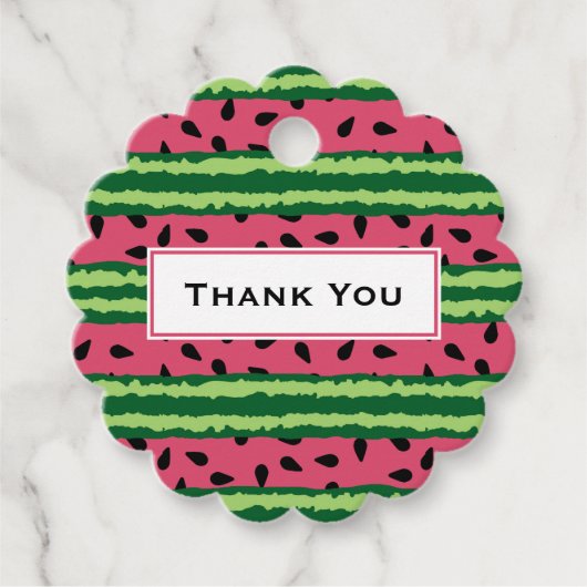 Cute Watermelon Pattern Pink & Green Bedankt Bedankjes Labels (Voorkant)