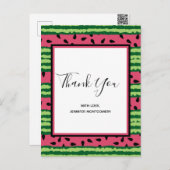Cute Watermelon Pattern Pink & Green Bedankt Briefkaart (Voorkant / Achterkant)