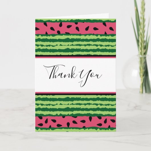 Cute Watermelon Pattern Pink & Green Bedankt Kaart (Voorkant)
