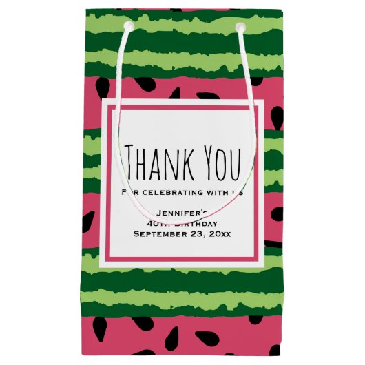 Cute Watermelon Pattern Pink & Green Bedankt Klein Cadeauzakje (Voorkant)