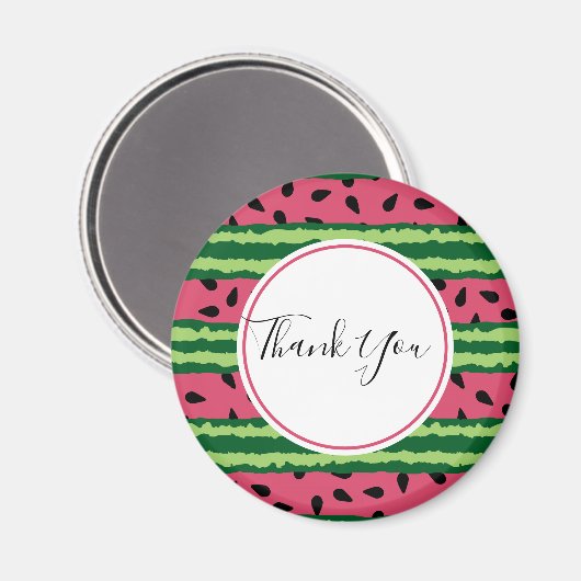 Cute Watermelon Pattern Pink & Green Bedankt Magneet (Voorkant / Achterkant)