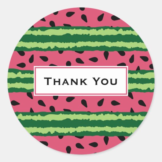 Cute Watermelon Pattern Pink & Green Bedankt Ronde Sticker (Voorkant)