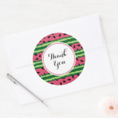 Cute Watermelon Pattern Pink & Green Bedankt Ronde Sticker (Envelop)