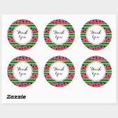 Cute Watermelon Pattern Pink & Green Bedankt Ronde Sticker (Vel)