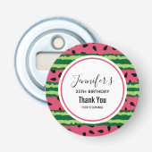 Cute Watermelon Pattern Pink & Green Birthday Button Flesopener (Voorkant)