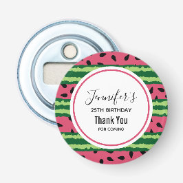 Cute Watermelon Pattern Pink & Green Birthday Button Flesopener