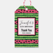 Cute Watermelon Pattern Pink & Green Birthday Cadeaulabel (Voorkant)
