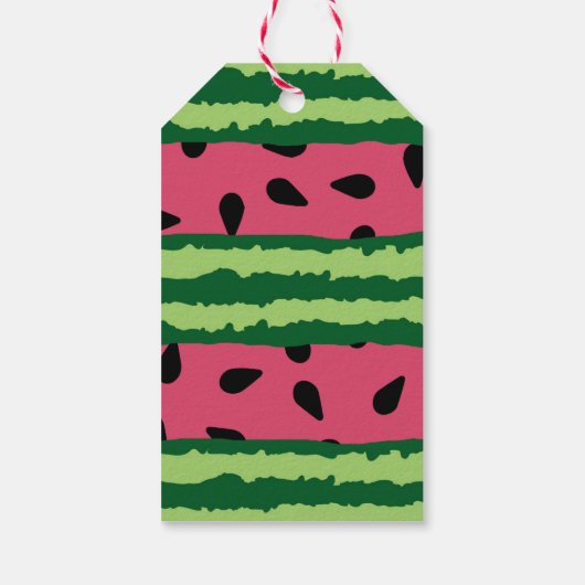 Cute Watermelon Pattern Pink & Green Birthday Cadeaulabel (Achterkant)