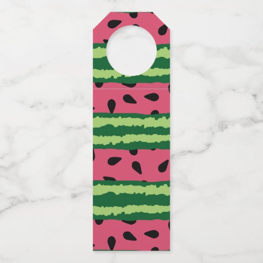 Cute Watermelon Pattern Pink & Green Birthday Flessenhanger (Achterkant)