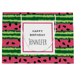 Cute Watermelon Pattern Pink & Green Birthday Groot Cadeauzakje
