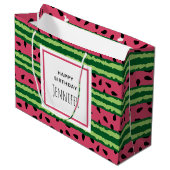 Cute Watermelon Pattern Pink & Green Birthday Groot Cadeauzakje (Voorkant Gekanteld)