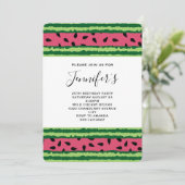 Cute Watermelon Pattern Pink & Green Birthday Kaart (Staand voorkant)