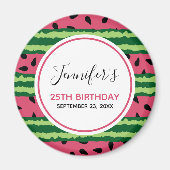 Cute Watermelon Pattern Pink & Green Birthday Magneet (Voorkant)