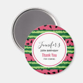 Cute Watermelon Pattern Pink & Green Birthday Magneet (Voorkant / Achterkant)