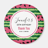 Cute Watermelon Pattern Pink & Green Birthday Magneet (Voorkant)