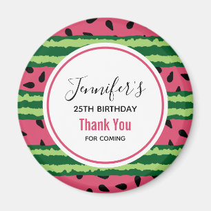 Cute Watermelon Pattern Pink & Green Birthday Magneet