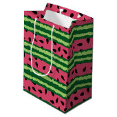 Cute Watermelon Pattern Pink & Green Birthday Medium Cadeauzakje (Achterkant Gekanteld)