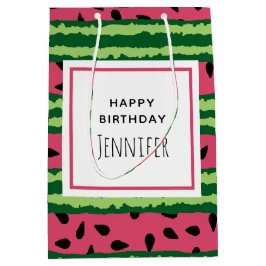 Cute Watermelon Pattern Pink & Green Birthday Medium Cadeauzakje