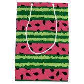 Cute Watermelon Pattern Pink & Green Birthday Medium Cadeauzakje (Achterkant)