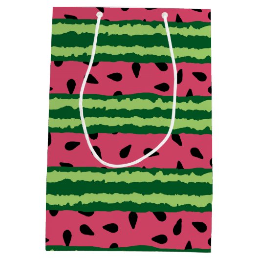 Cute Watermelon Pattern Pink & Green Birthday Medium Cadeauzakje (Achterkant)