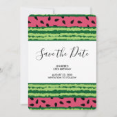 Cute Watermelon Pattern Pink & Green Birthday Save The Date (Voorkant)