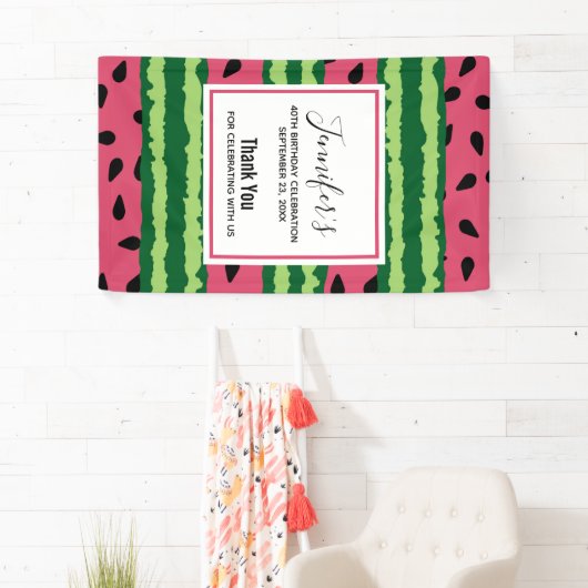 Cute Watermelon Pattern Pink & Green Birthday Spandoek (Insitu)
