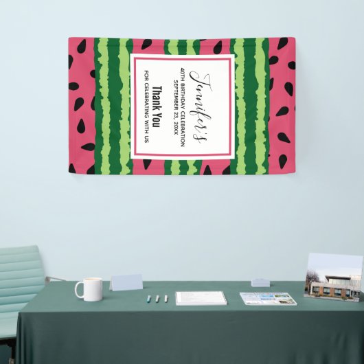 Cute Watermelon Pattern Pink & Green Birthday Spandoek (Beurs)