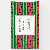 Cute Watermelon Pattern Pink & Green Birthday Spandoek (Verticaal)