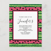 Cute Watermelon Pattern Pink & Green Birthday Uitnodiging Briefkaart (Voorkant)