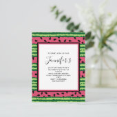 Cute Watermelon Pattern Pink & Green Birthday Uitnodiging Briefkaart (Staand voorkant)