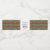 Cute Watermelon Pattern Pink & Green Birthday Waterfles Etiket (Enkel label)