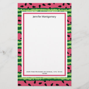 Cute Watermelon Pattern Pink & Green Briefpapier