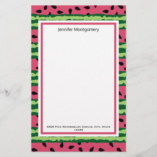 Cute Watermelon Pattern Pink & Green Briefpapier (Voorkant)