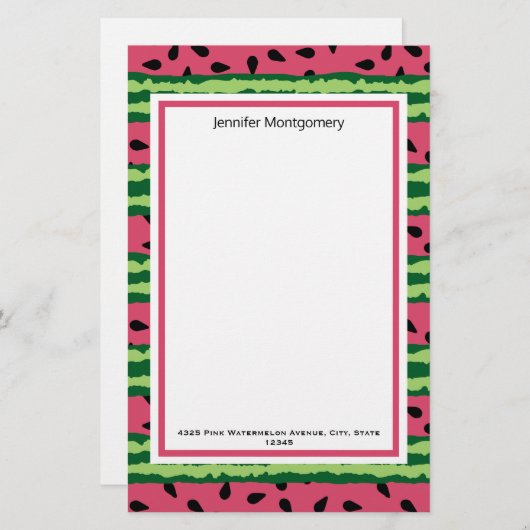 Cute Watermelon Pattern Pink & Green Briefpapier (Voorkant / Achterkant)